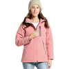 Manteau chauffant rose femme coupe longue tendance avec capuche et chauffage USB intégré