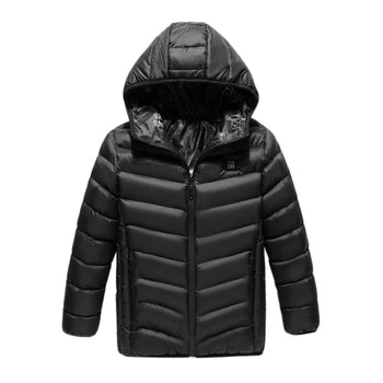 Veste chauffante noire pour enfant avec manches longues et chauffage USB intégré