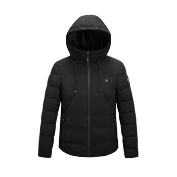 Doudoune chauffante noire homme femme avec isolation renforcée et chauffage intégré USB