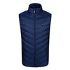 Gilet chauffant bleu marine sans manche homme femme avec col montant et chauffage USB