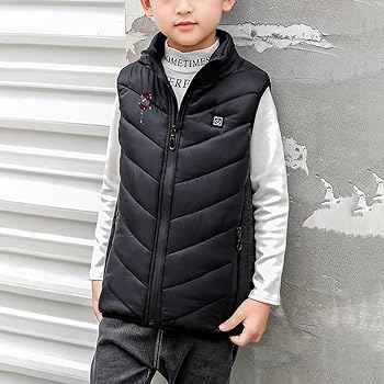Gilet chauffant noir pour enfant dos vue arrière chauffage USB