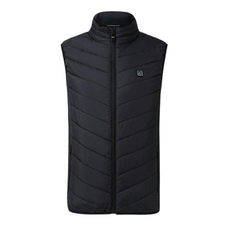 Gilet chauffant noir sans manche homme femme avec chauffage intégré USB et col montant
