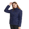 Veste chauffante bleue marine portée femme de face
