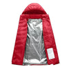 Veste chauffante rouge bouton chauffage lumineux détail