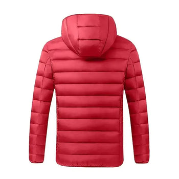 Veste chauffante rouge dos avec zones de chauffe fibre de carbone